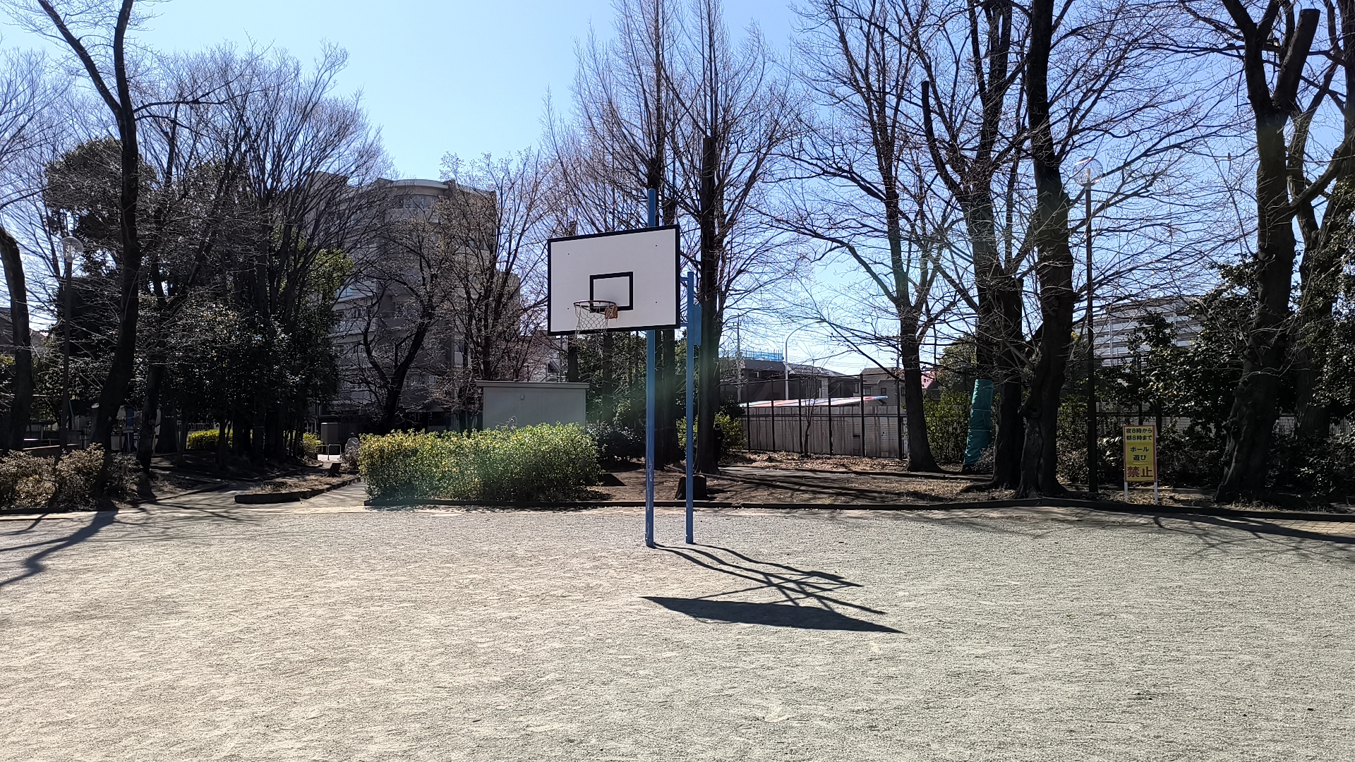 北野公園のバスケットコートの地面