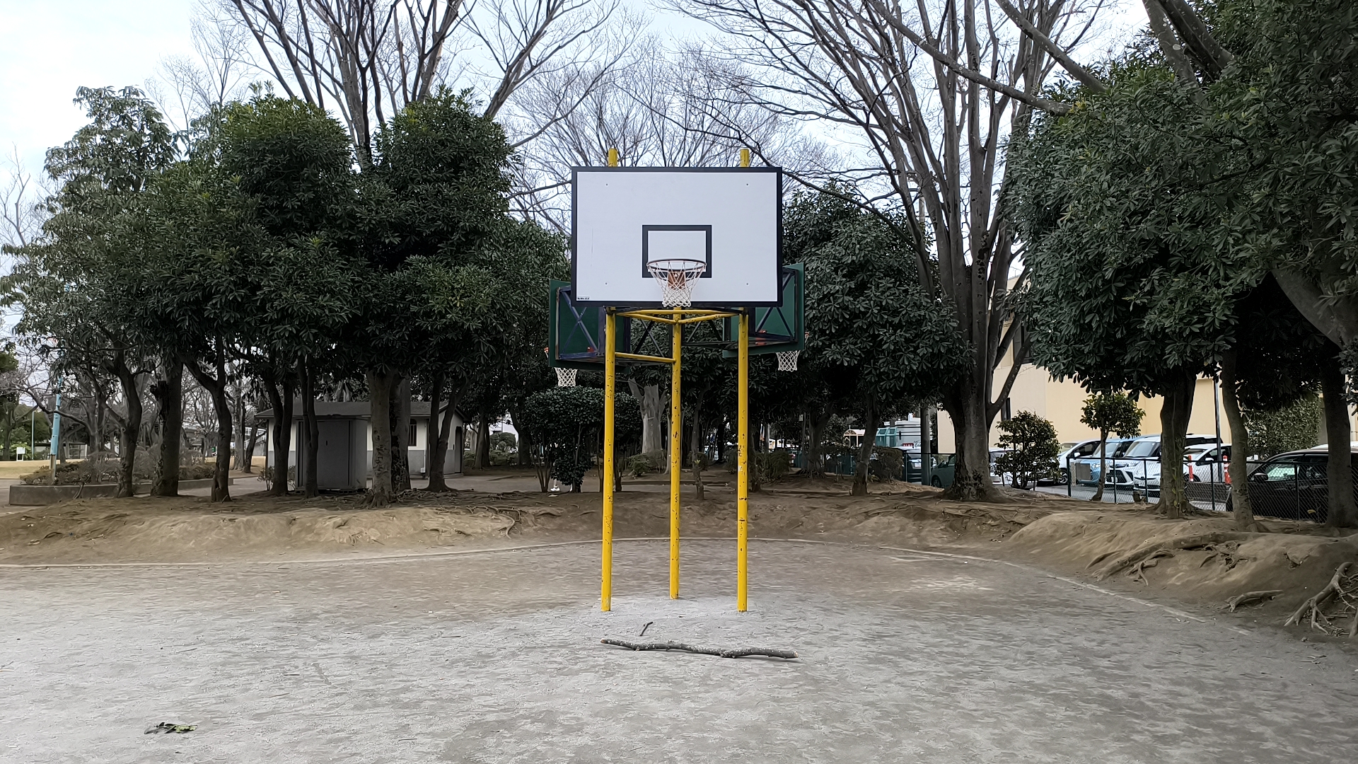 松葉第二近隣公園の高いバスケットゴール