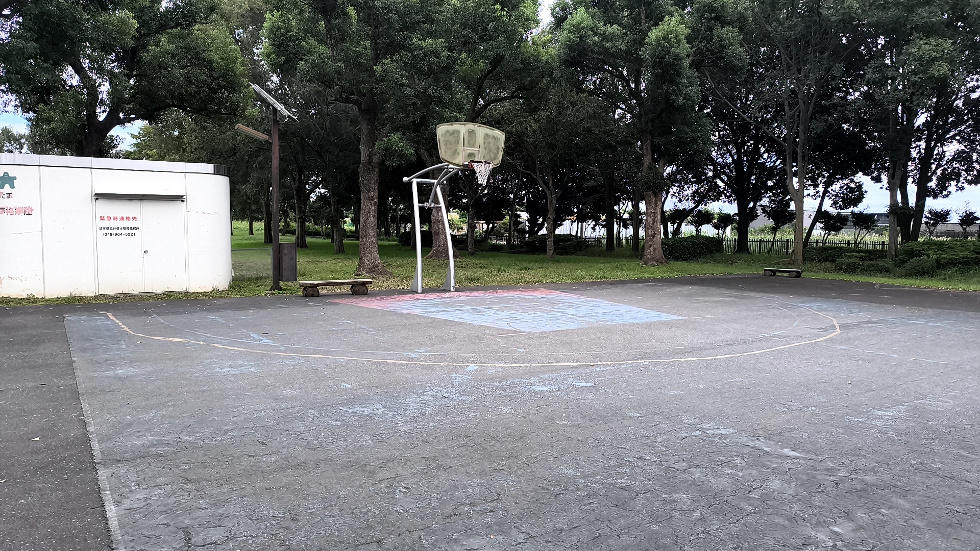 しらこばと公園のハーフコート全景とゴール
